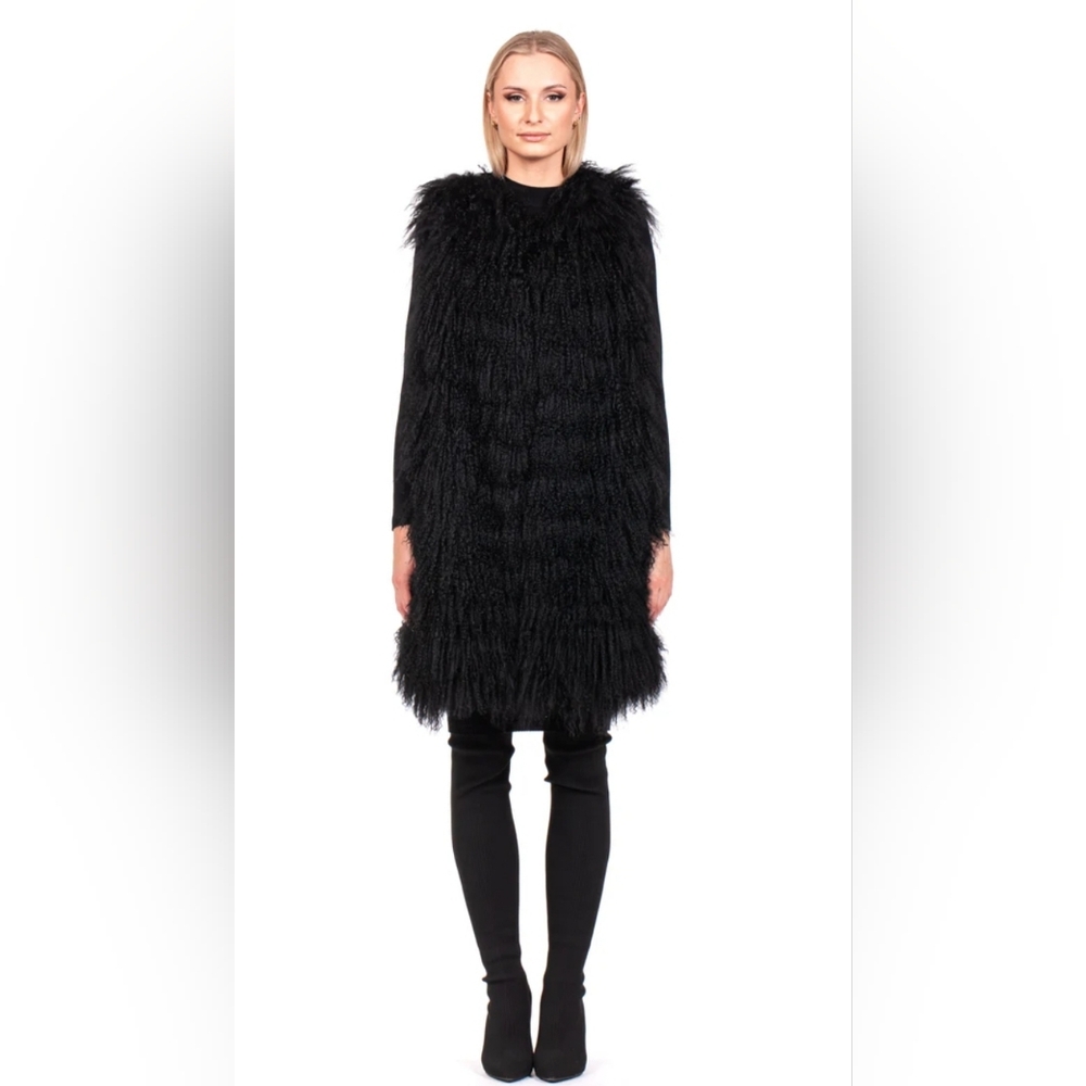 Long Women's Monholian Fur VEST S-M